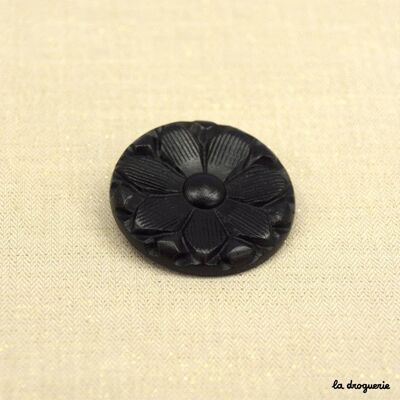 Bouton "Fleur ronde sur Ebène" 47 mm