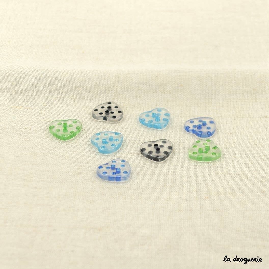 Bottone “Cuore cristallino a pois” 16 mm