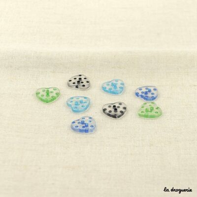 “Crystalline polka dot heart” button 16 mm