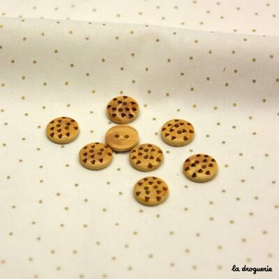 Bottone “Pegno di bosso inciso cuoricini” 13 mm