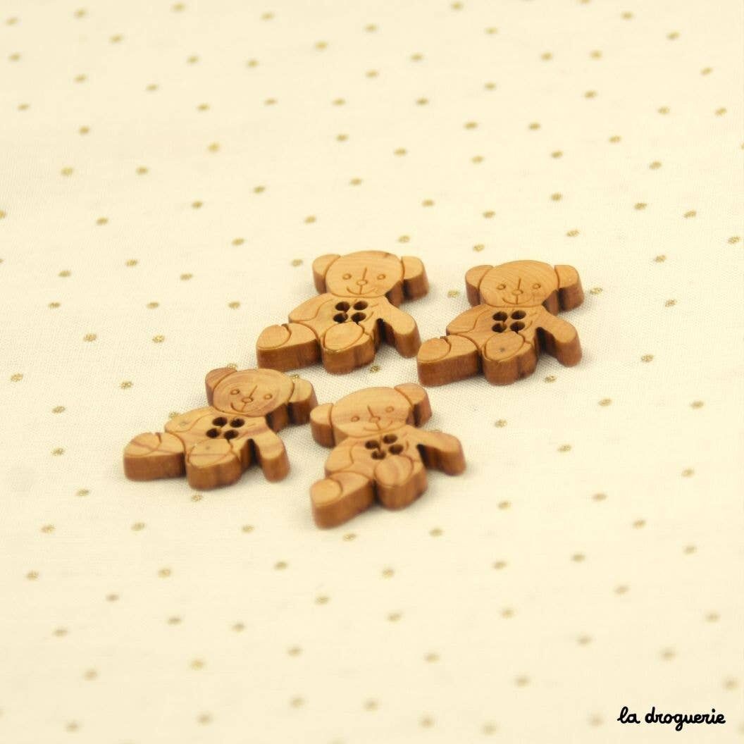Bouton "Buis Nos amies les bêtes Ourson" 22 à 23 mm