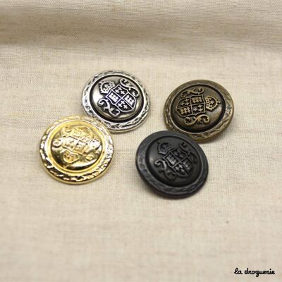 Bouton "Blason 2 volutes couronnées" 28 mm