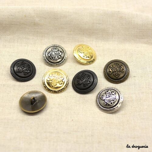 Bouton "Blason 2 volutes couronnées" 23 mm