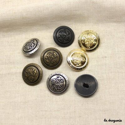 Button "Clazon of coat of arms 2 crowned volutes" 25 mm