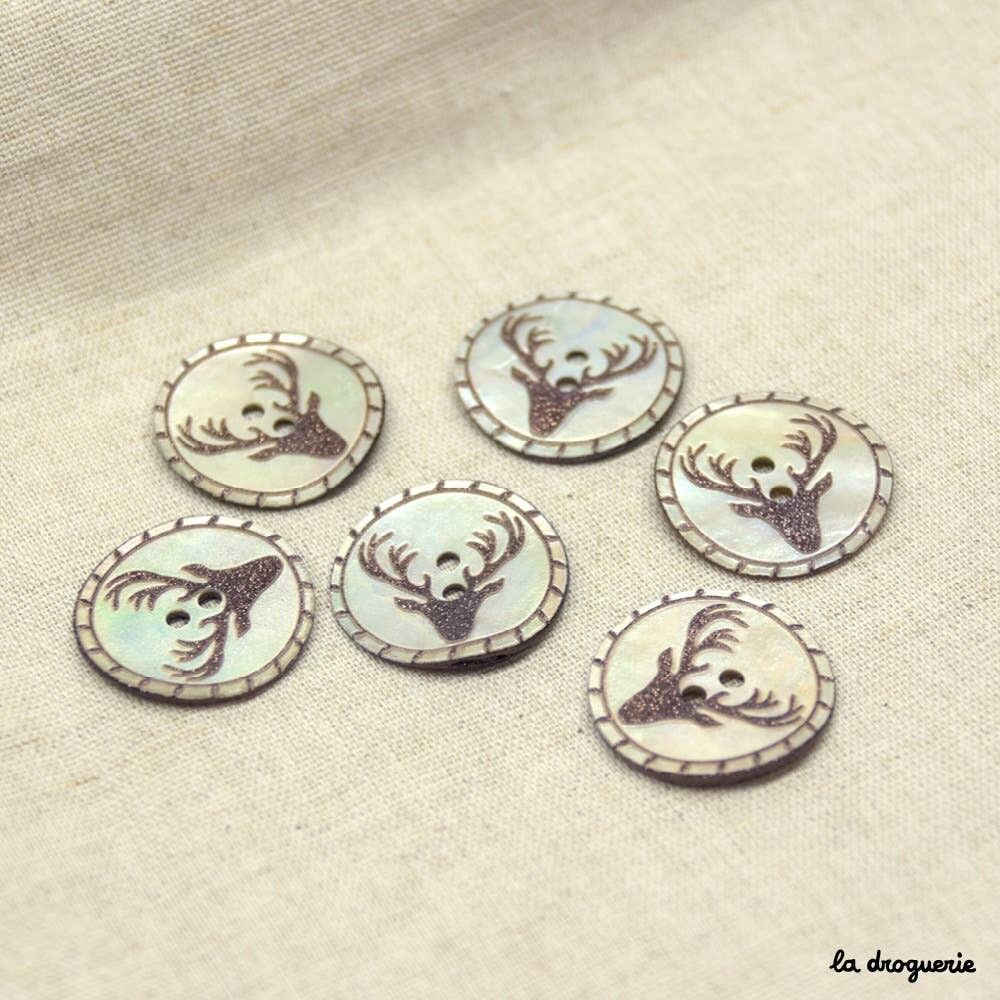 Bouton "Akoya tête de cerf" 22 mm