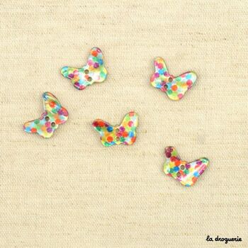 Bouton "Akoya papillon multicolore" 15 mm 2