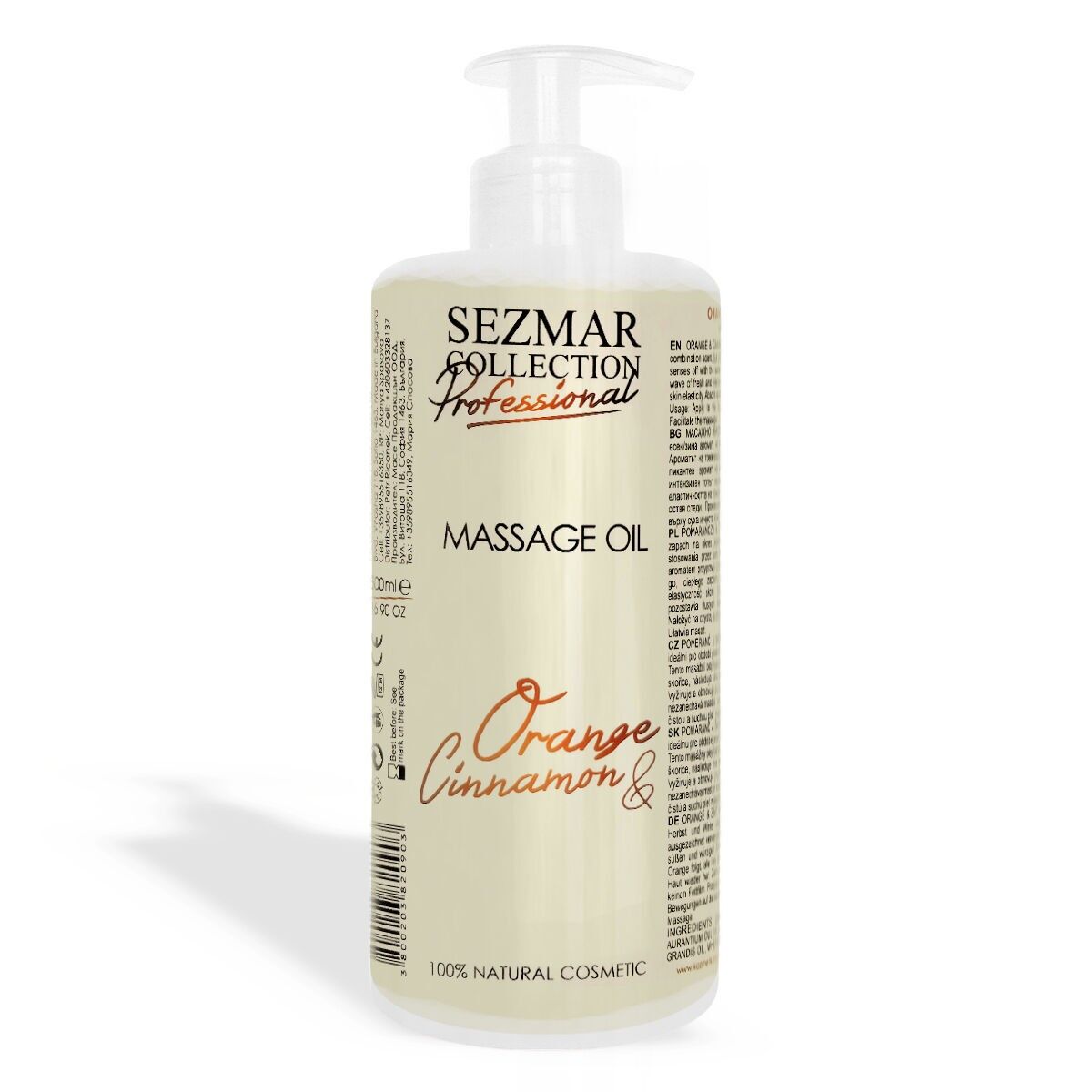 Aceite Corporal de Masaje Profesional Naranja y Canela - 100% Natural, 500 ml