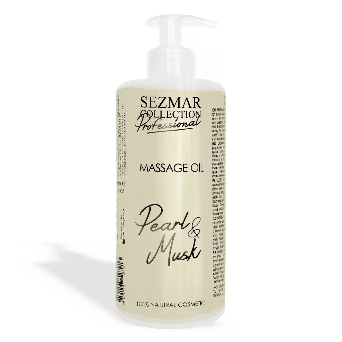 Aceite Corporal de Masaje Profesional Perla y Almizcle - 100% Natural, 500 ml