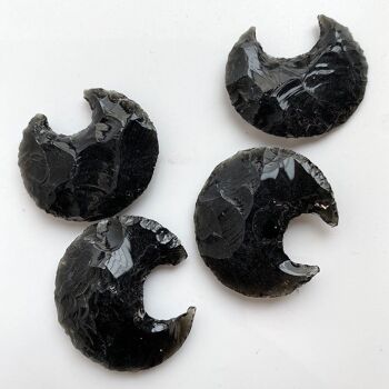 Croissant de Cristal de Lune - Obsidienne Noire - 3x2cm 2