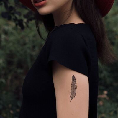 Feather Temporary Tattoo in Black (set of 2)