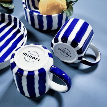 Mug / tasse Stripes - bleu jument - vaisselle en céramique peinte à la main 2