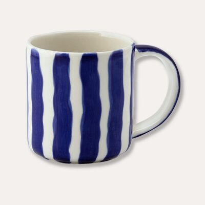 Mug / tasse Stripes - bleu jument - vaisselle en céramique peinte à la main