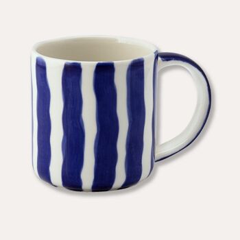 Mug / tasse Stripes - bleu jument - vaisselle en céramique peinte à la main 1