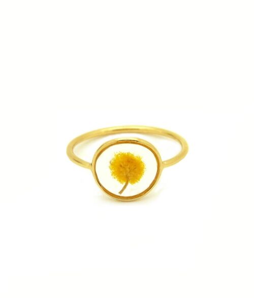 Bague fleurs naturelles Mimosa |  Bague florale | Bijou floral | Or gold filled 14k