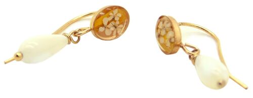 Boucles d'oreilles fleurs naturelles Jasmin d'hiver Torilis Nacre | Boucles d'oreilles Florales | Bijou foral | Or gold filled 14k