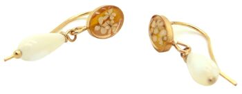 Boucles d'oreilles fleurs naturelles Jasmin d'hiver Torilis Nacre | Boucles d'oreilles Florales | Bijou foral | Or gold filled 14k 1