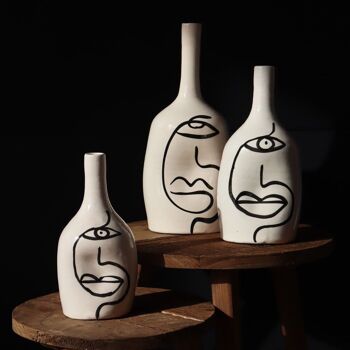 Vase Déformé Visage Céramique - Fait Main - Blanc 2