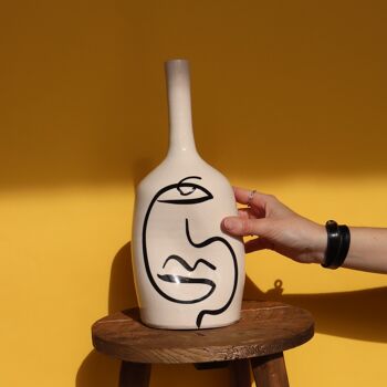 Vase Déformé Visage Céramique - Fait Main - Blanc 4