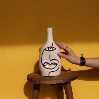 Vase Déformé Visage Céramique - Fait Main - Blanc 5