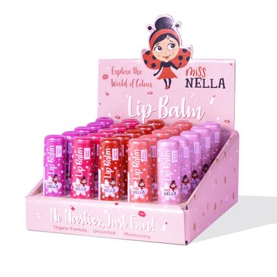 Exhibición minorista de bálsamos labiales *Colección de bálsamos labiales orgánicos*