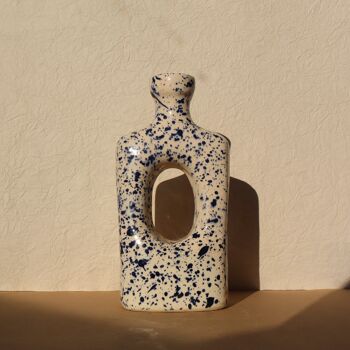 Vase Moucheté Roma - Céramique Fait main -  Blanc et bleu 3