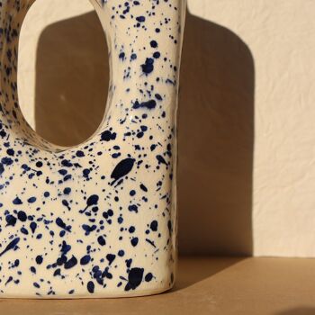 Vase Moucheté Roma - Céramique Fait main -  Blanc et bleu 5