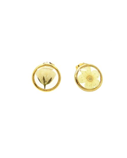 Boucles d'oreilles fleurs naturelles Gypsophile Fleur de prunier |  Boucles d'oreilles florales | Bijou floral | Or gold filled 14k