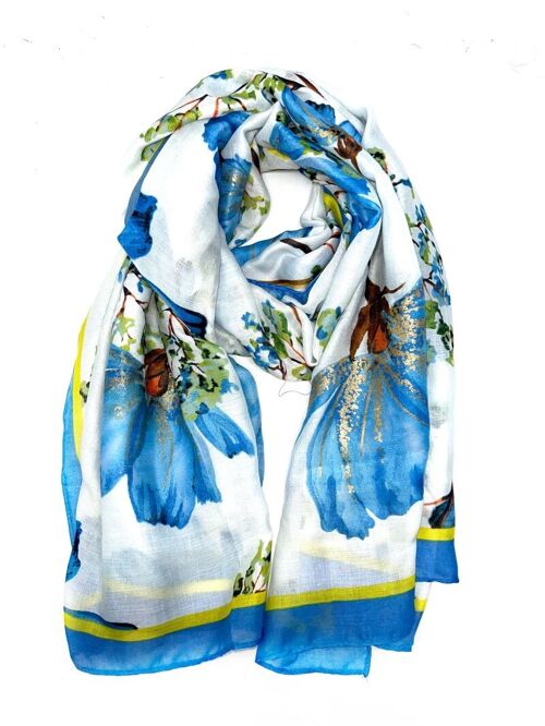 LN-25 Foulard imprimé fleuri avec dorure