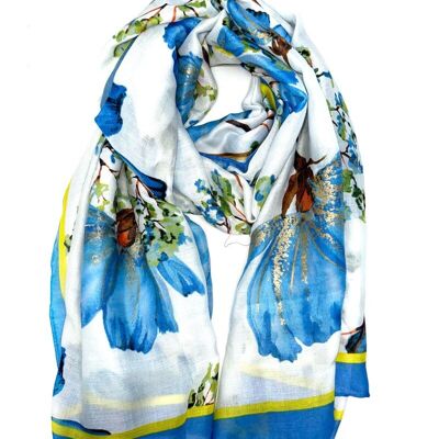 LN-25 Pañuelo estampado floral con dorado