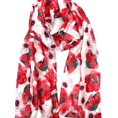 LN-26 Floral print scarf with gilding