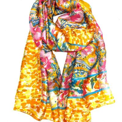 LN-27 Floral print silk touch scarf