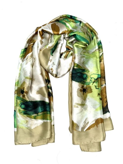 LN-28 Foulard touche soie imprimé fleuri