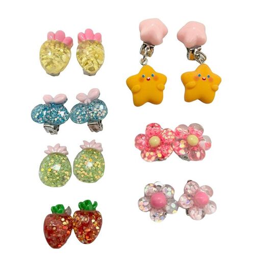 Pack 7 Paires De Boucles D'oreille A Clipser - Multicolore