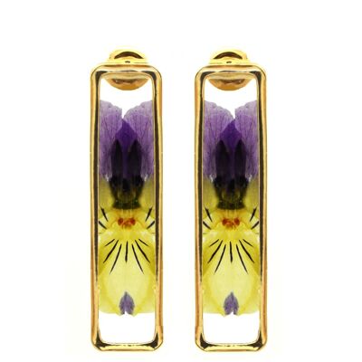Pansies natural flower earrings | Floral Earrings | Foral jewelry | 3 micron gold plated