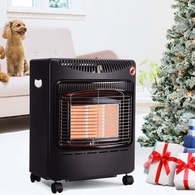 Livingandhome 4.2KW Small Cabinet Calor Mobile Gas Heater Indoor Portable Ceramic Piezo Butane Black