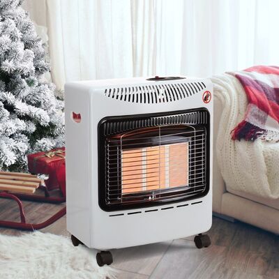 Livingandhome 4.2KW Small Cabinet Calor Mobile Gas Heater Indoor Portable Ceramic Piezo Butane White