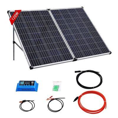 Livingandhome 120W con Kit de Controlador 20A Panel Solar 12V 50/100/160/200W Kit de Cargador de batería para Coche, furgoneta, Barco, Caravana y Camper