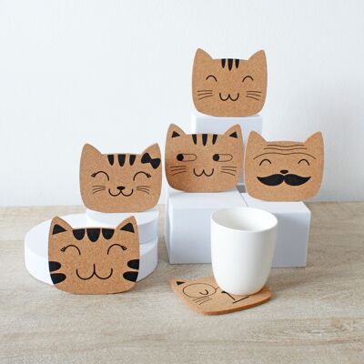 Cat Family Cork Coaster
