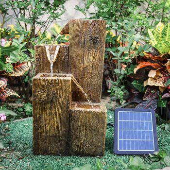 Livingandhome Fontaine de jardin autoportante avec décoration de rocaille à énergie solaire 1