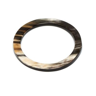 Bracciale rigido piatto in corno naturale nero