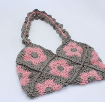 Sac baguette au crochet à tricoter floral fait à la main 4