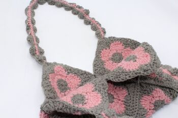Sac baguette au crochet à tricoter floral fait à la main 5