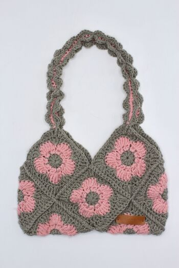 Sac baguette au crochet à tricoter floral fait à la main 6