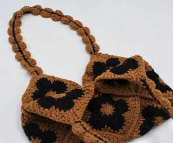 Sac baguette au crochet à tricoter floral fait à la main 8