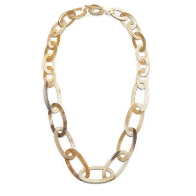 White Natural Oval link horn necklace