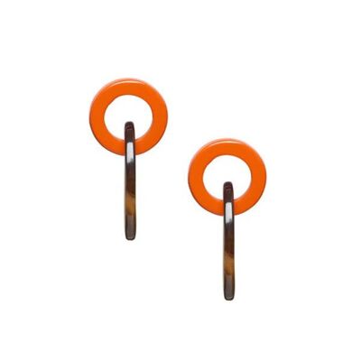 Orangefarbener und brauner natürlicher ovaler Horn-Ohrring