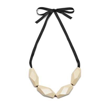 Large faceted bead necklace - Whitewood