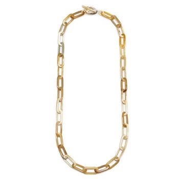 Collier long en corne à maillons rectangle - Blanc Naturel 2