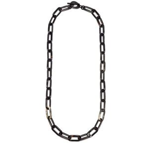 Collier long en corne à maillons rectangle - Noir Naturel