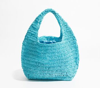 Sac de plage seau coloré tissé en paille d'herbe 14